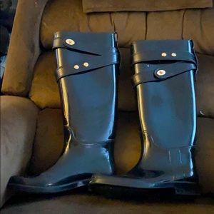 Black Coach Rain Boots